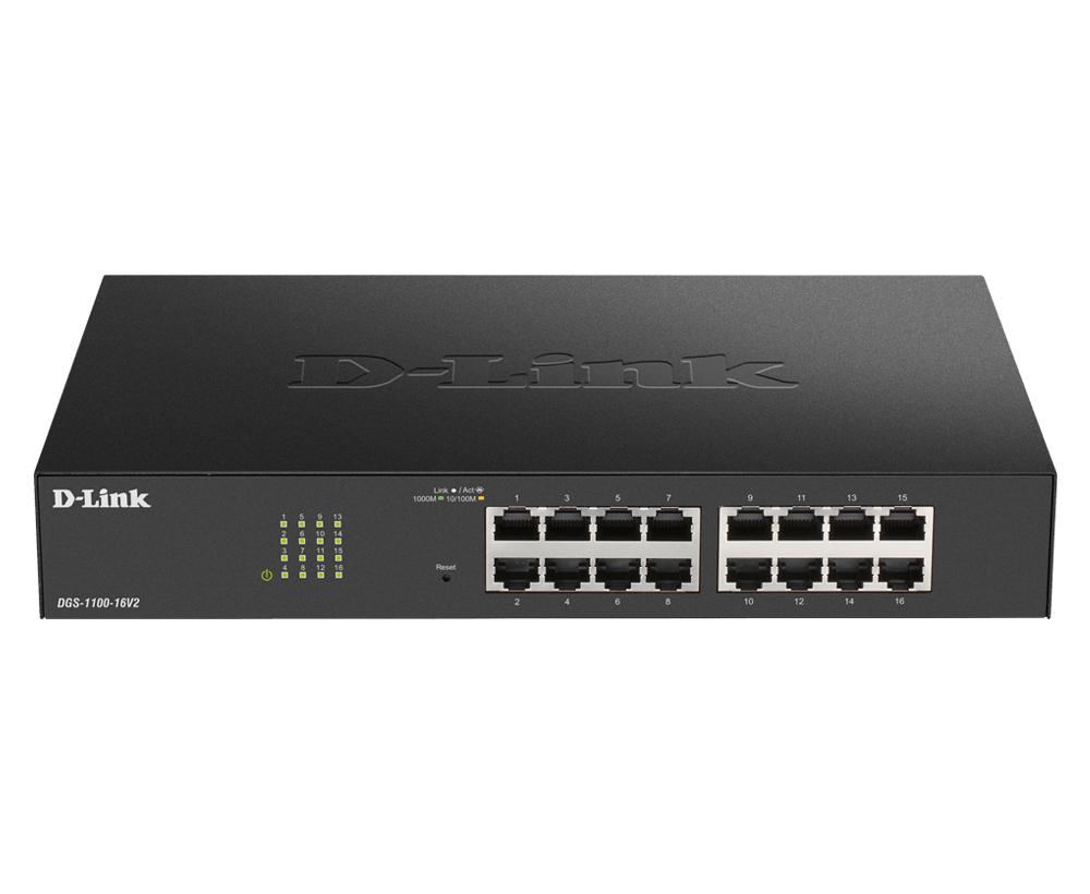 D-Link 16x 1G RJ-45, 32 Gbit/s, 23,81 Mpps, VLAN, 280x180x44 mm (DGS-1100-16V2)