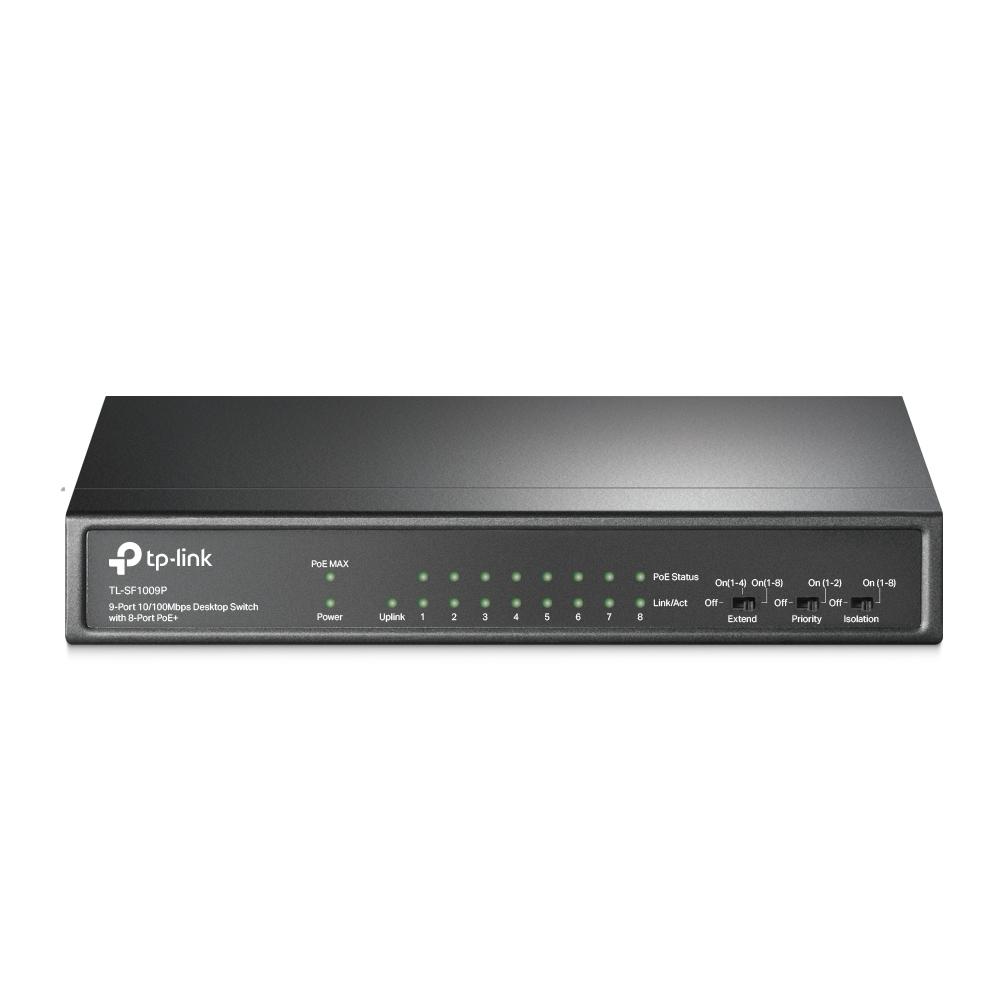 TP-Link 9x 10/100 Mbps RJ-45, PoE, 1.8 Gbps, 171x98x27 mm (TL-SF1009P)