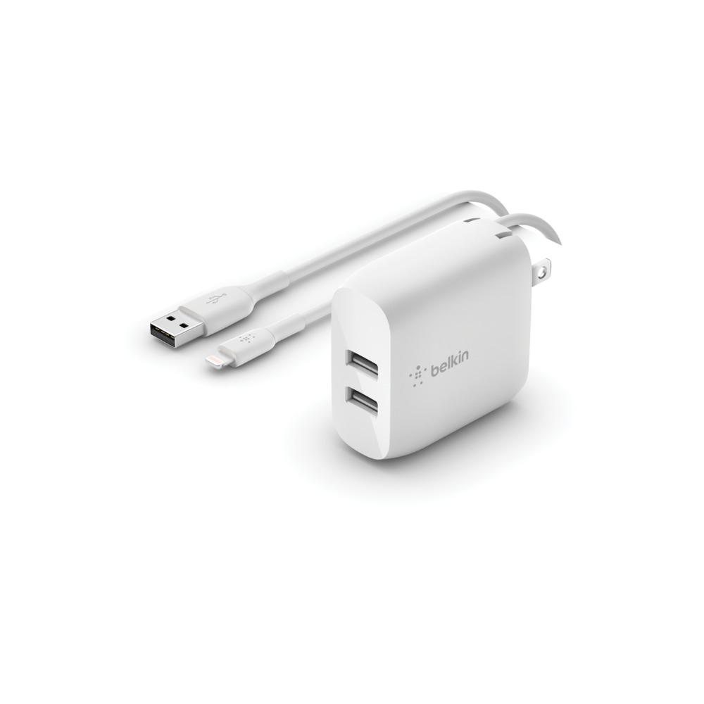 Belkin 24 W, 1 m, Intérieur, Double chargeur USB-A (WCD001DQ1MWH)