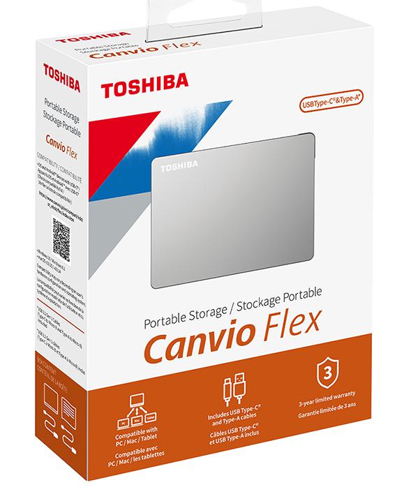 Toshiba Canvio Flex, 1000 Go, 2.5&quot;, 2.0/3.2 Gen 1 (3.1 Gen 1), Argent