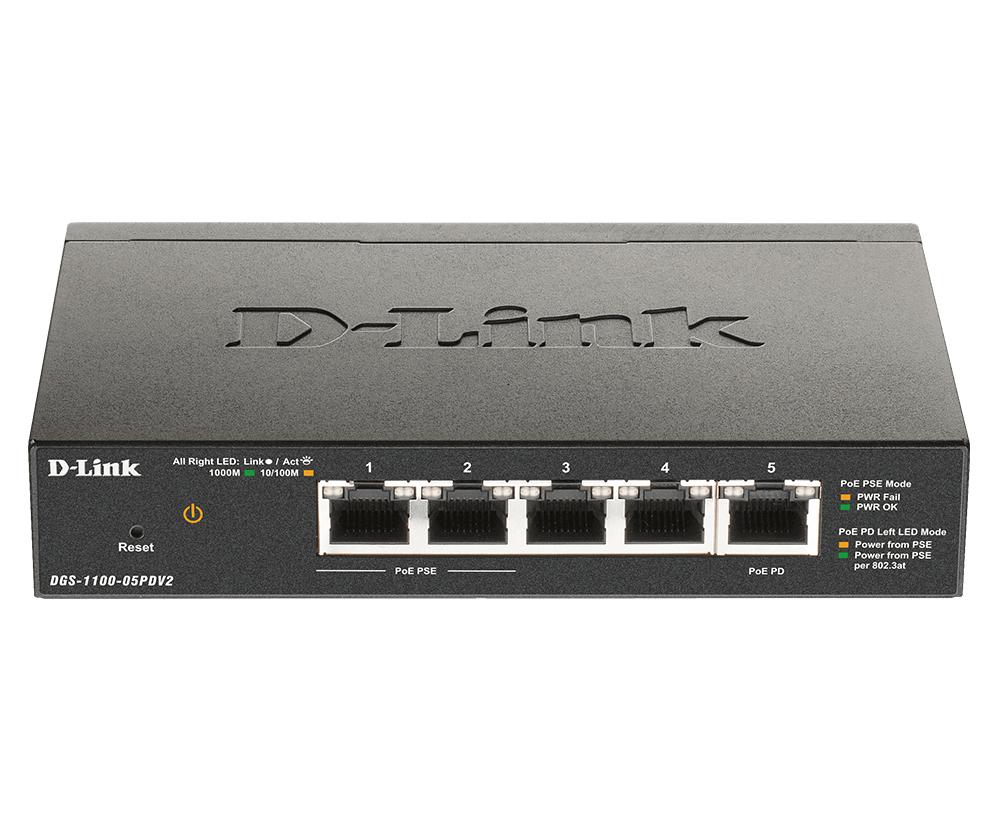 D-Link Commutateur géré intelligent PoE Gigabit à 5 ports et prolongateur PoE