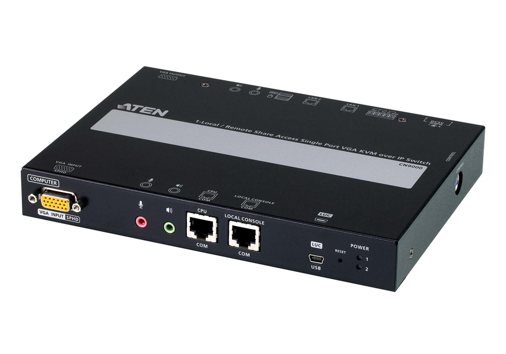 ATEN CN9000, 1920 x 1200 pixels, Ethernet/LAN, Full HD, 7,46 W, Noir