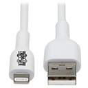 Tripp Lite M100AB-02M-WH, 2 m, Lightning, USB A, Mâle, Mâle, Blanc