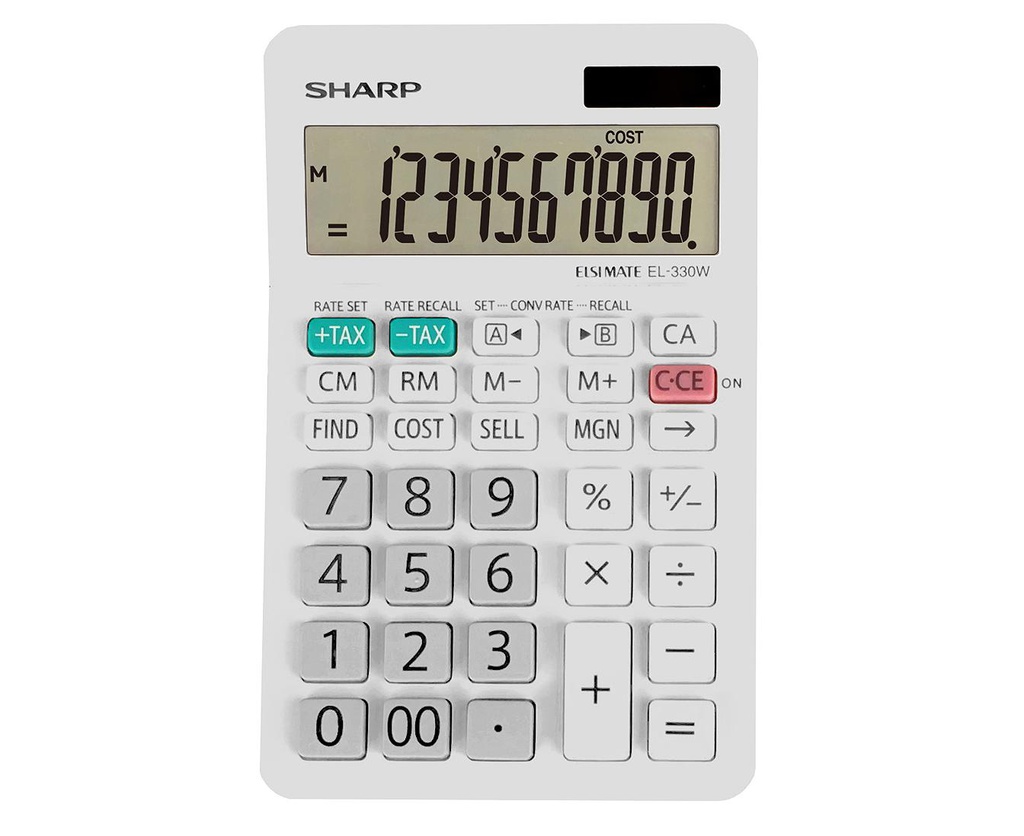 Sharp 10 Digit LCD Display, 4 Key Memory, Cost-Sell-Margin Keys (EL330WB)