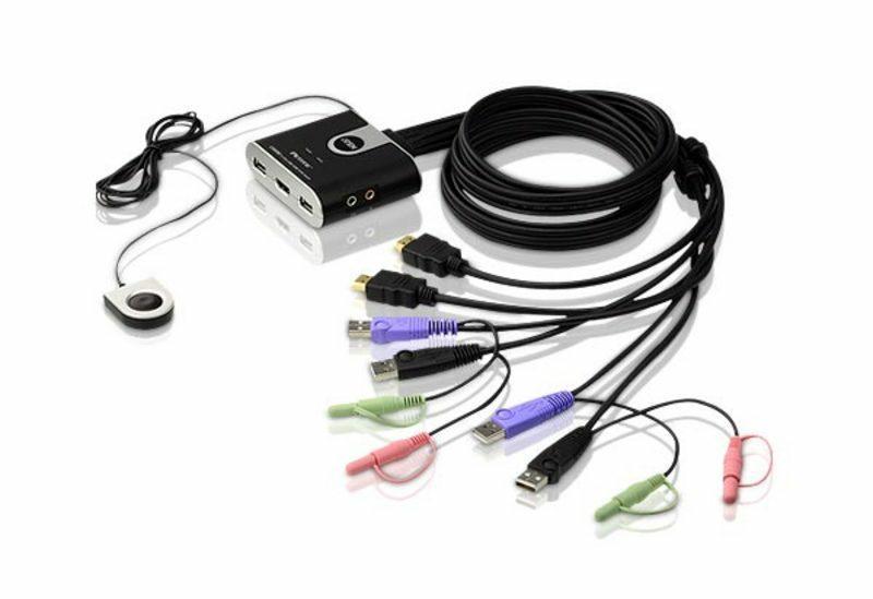 ATEN Commutateur KVM câble HDMI/audio USB 2 ports avec sélecteur de port distant