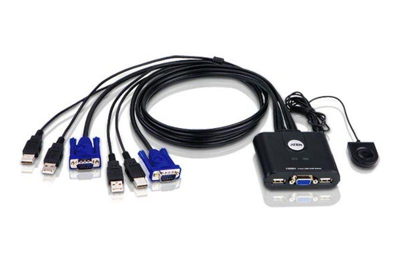 ATEN Commutateur KVM à câble VGA USB 2 ports avec sélecteur de port distant