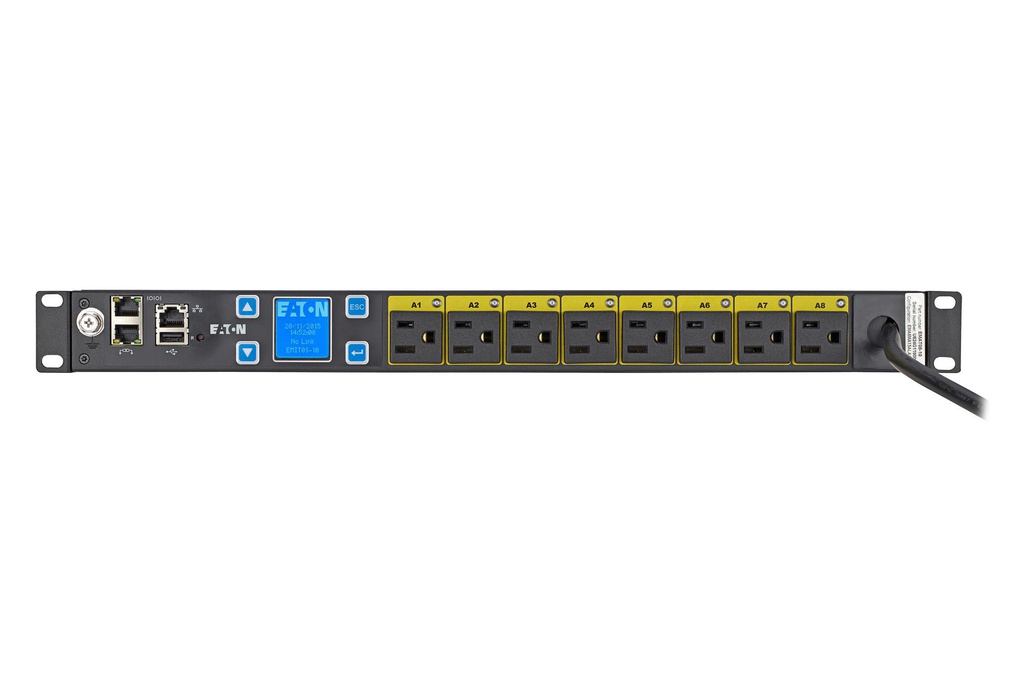 Eaton EMAT08-10, Géré, 1U, Monophasé, horizontale, Noir, LCD