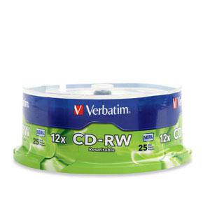 Verbatim CD-RW 80MIN 700MB 4X-12X Broche de 25pk de marque à grande vitesse