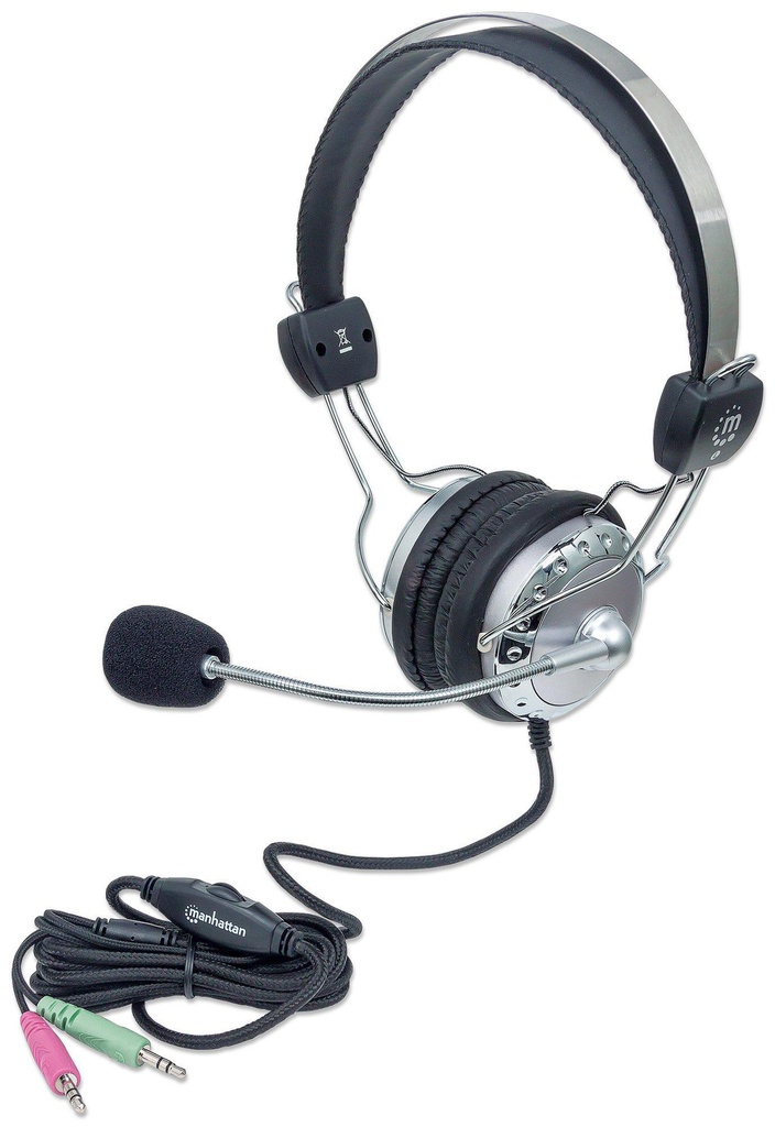 Manhattan 175517, Avec fil, 20 - 20000 Hz, Appels/Musique, 340 g, Casque, Gris