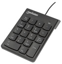 Manhattan Numeric Keypad, Wired, USB, Windows or Mac, 18 full size keys, Black