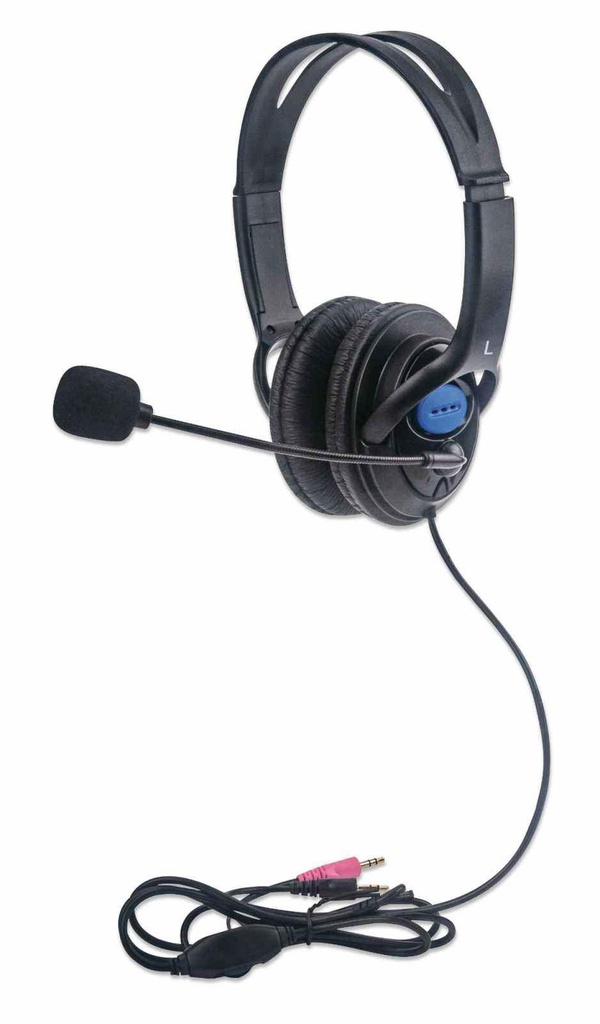 Manhattan 179317, Avec fil, Appels/Musique, 20 - 20000 Hz, 87,8 g, Casque, Noir