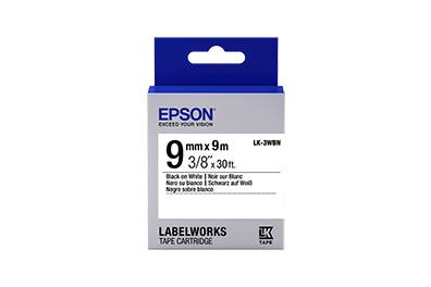 Epson 3/8&quot;, noir sur blanc (LK-3WBN)