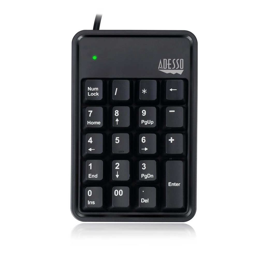 Adesso AKB-600HB - 19-Key Mechanical Keypad with 3-Port USB Hub