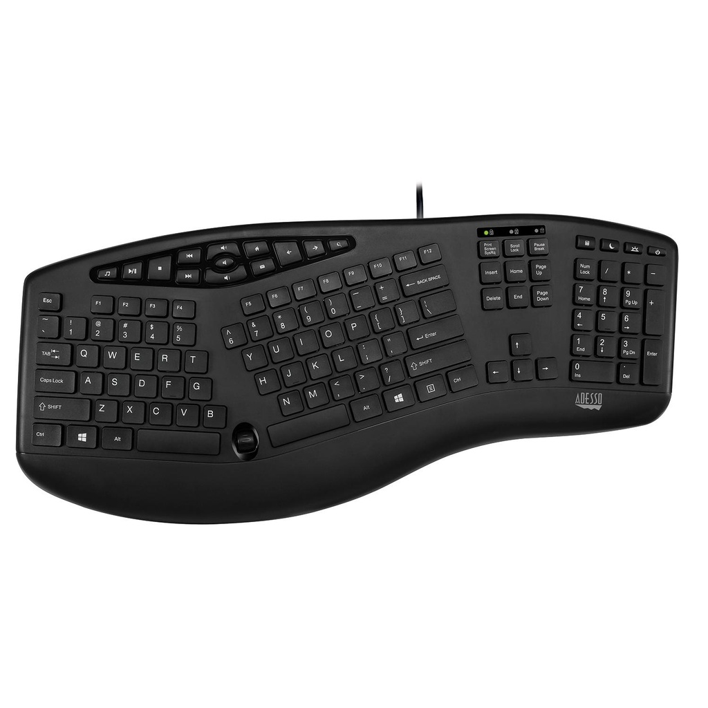 Adesso TruForm Media 160 - Clavier de bureau ergonomique (AKB-160UB)