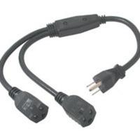 C2G 14in 1-to-2 18 AWG Power Cord Splitter (2 NEMA 5-15R -&gt; 1 NEMA 5-15P)