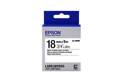 Epson 3/4&quot; Noir sur Blanc (LK-5WBN)