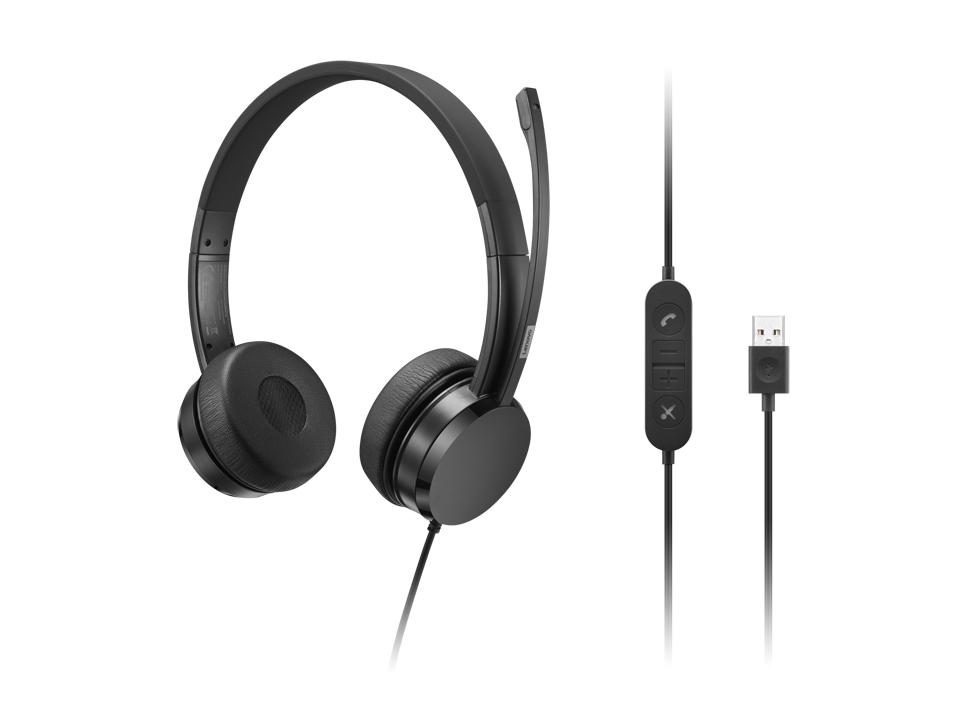 Lenovo USB-A Wired Stereo On-Ear Headset (with Control Box) (4XD1K18260)