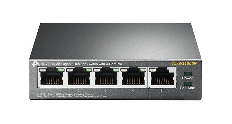 TP-Link 5x 10/100/1000Mbps RJ-45, 10 Gbps, PoE, QoS, 99.8x98x25 mm (TL-SG1005P)