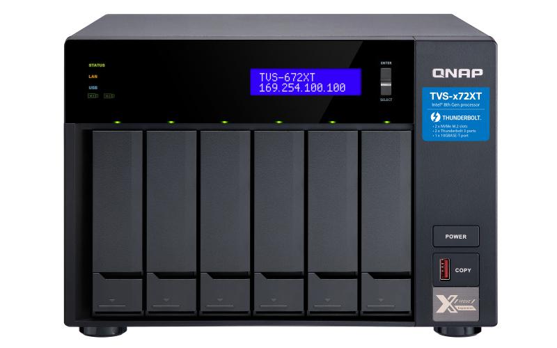 QNAP TVS-672XT, NAS, Tower, Intel® Core™ i3, i3-8100T, Black