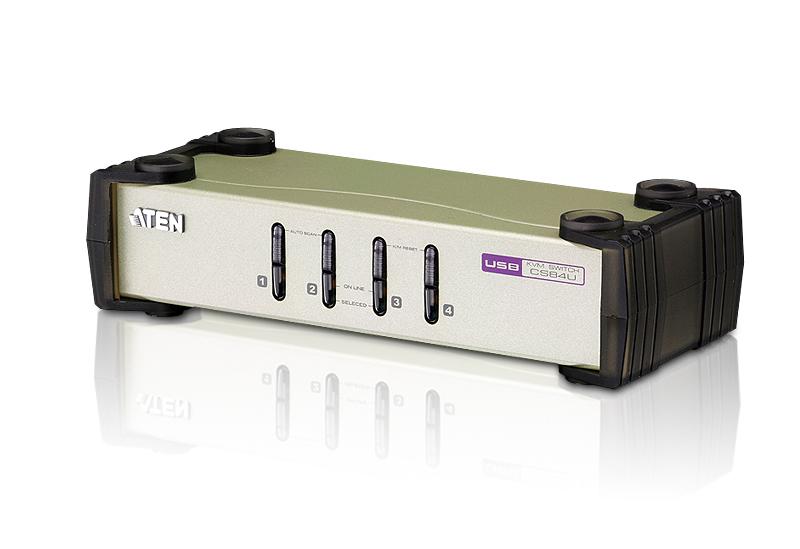 ATEN 4-Port USB - PS/2 VGA KVM Switch (KVM Cables included) (CS84U)