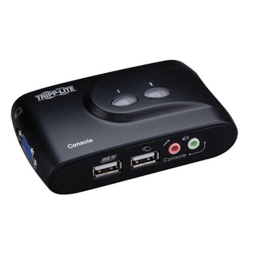 Tripp Lite 2-Port Compact USB KVM Switch with Audio and Cable (B004-VUA2-K-R)