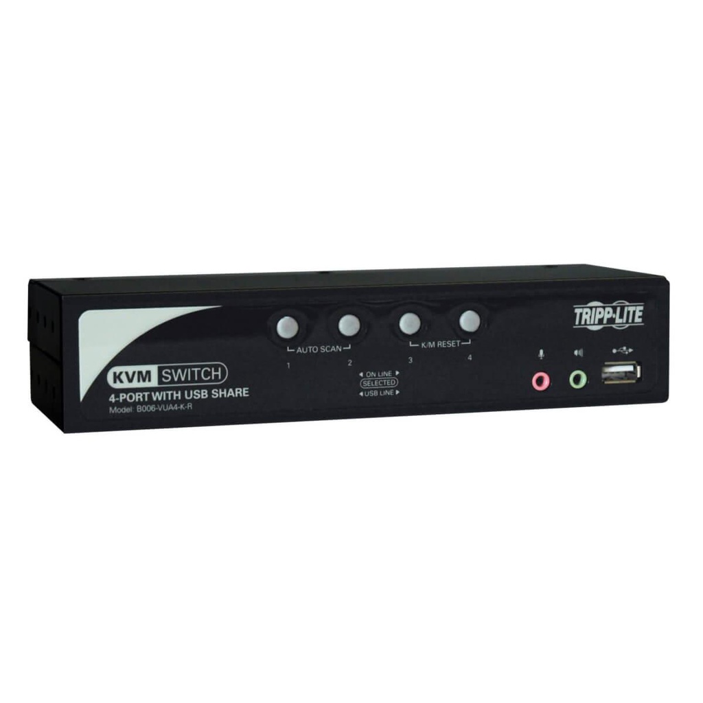 Tripp Lite 4-Port KVM Switch with Audio, OSD and Peripheral Sharing