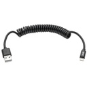 Tripp Lite M100-004COIL-BK, 1,2 m, Lightning, USB A, Noir, Nickel, Chine