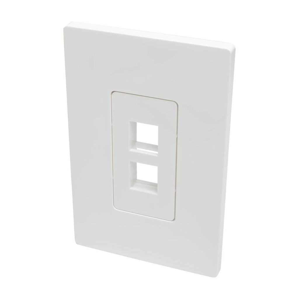 Tripp Lite 2-Port Keystone Single-Gang Faceplate, White, TAA (N080-102)