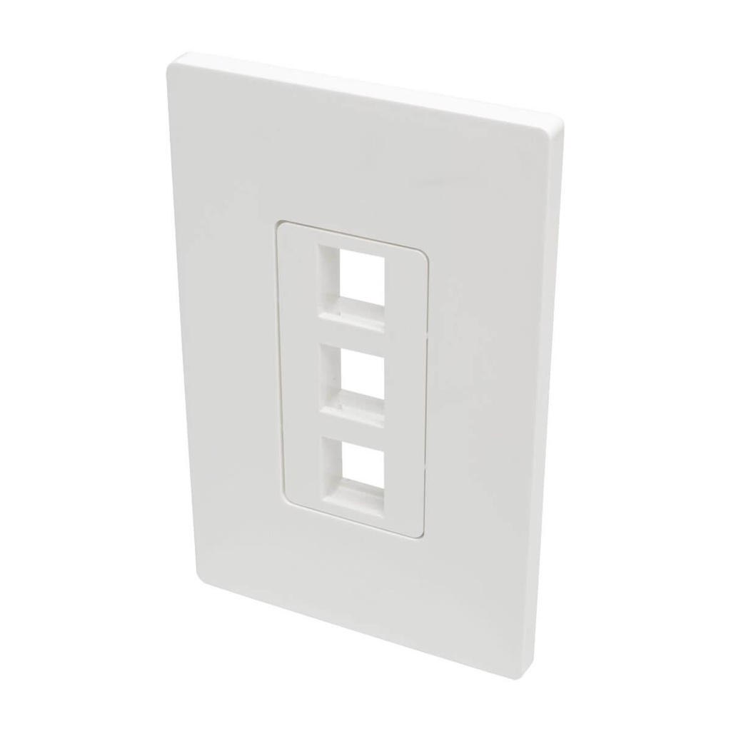 Tripp Lite 3-Port Keystone Single-Gang Faceplate, White, TAA (N080-103)