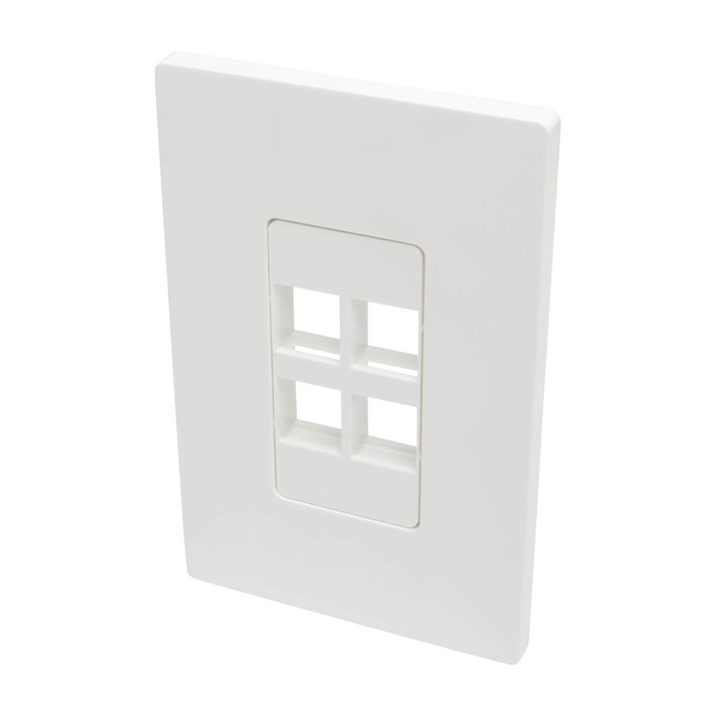 Tripp Lite 4-Port Keystone Single-Gang Faceplate, White, TAA (N080-104)