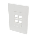 Tripp Lite 4-Port Keystone Single-Gang Faceplate, White, TAA (N080-104)