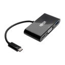 Tripp Lite USB-C to VGA Adapter with USB-A Port and PD Charging, Black