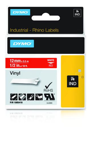 DYMO IND Vinyl Labels, 12mm x 5.5m (1805416)