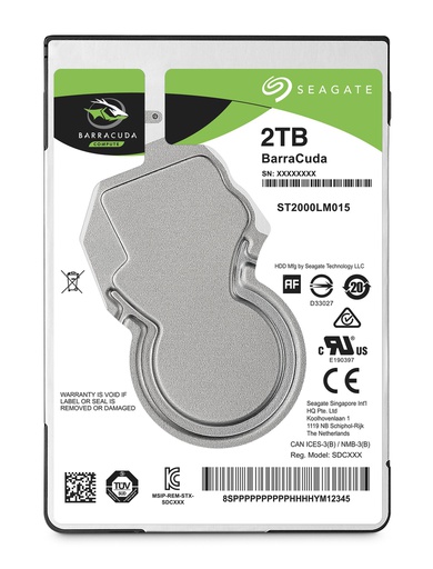 Seagate Barracuda 2.5", 2.5", 2000 GB, 5400 RPM (ST2000LM015)